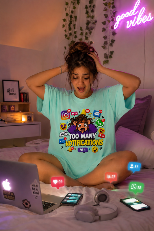 Too Many Notifications Oversized T-Shirt
