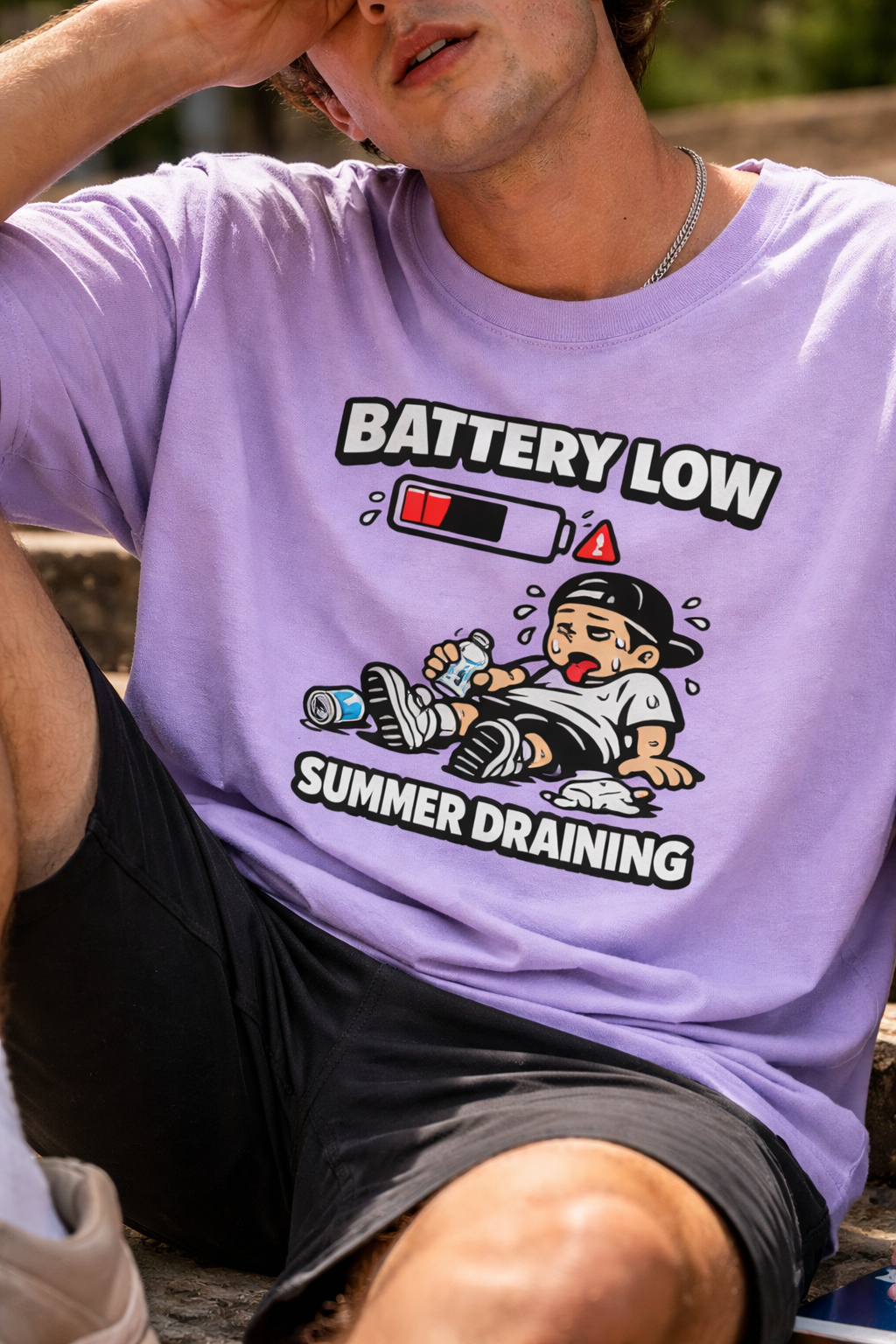 Battery Low Summer Draining Oversized T-Shirt