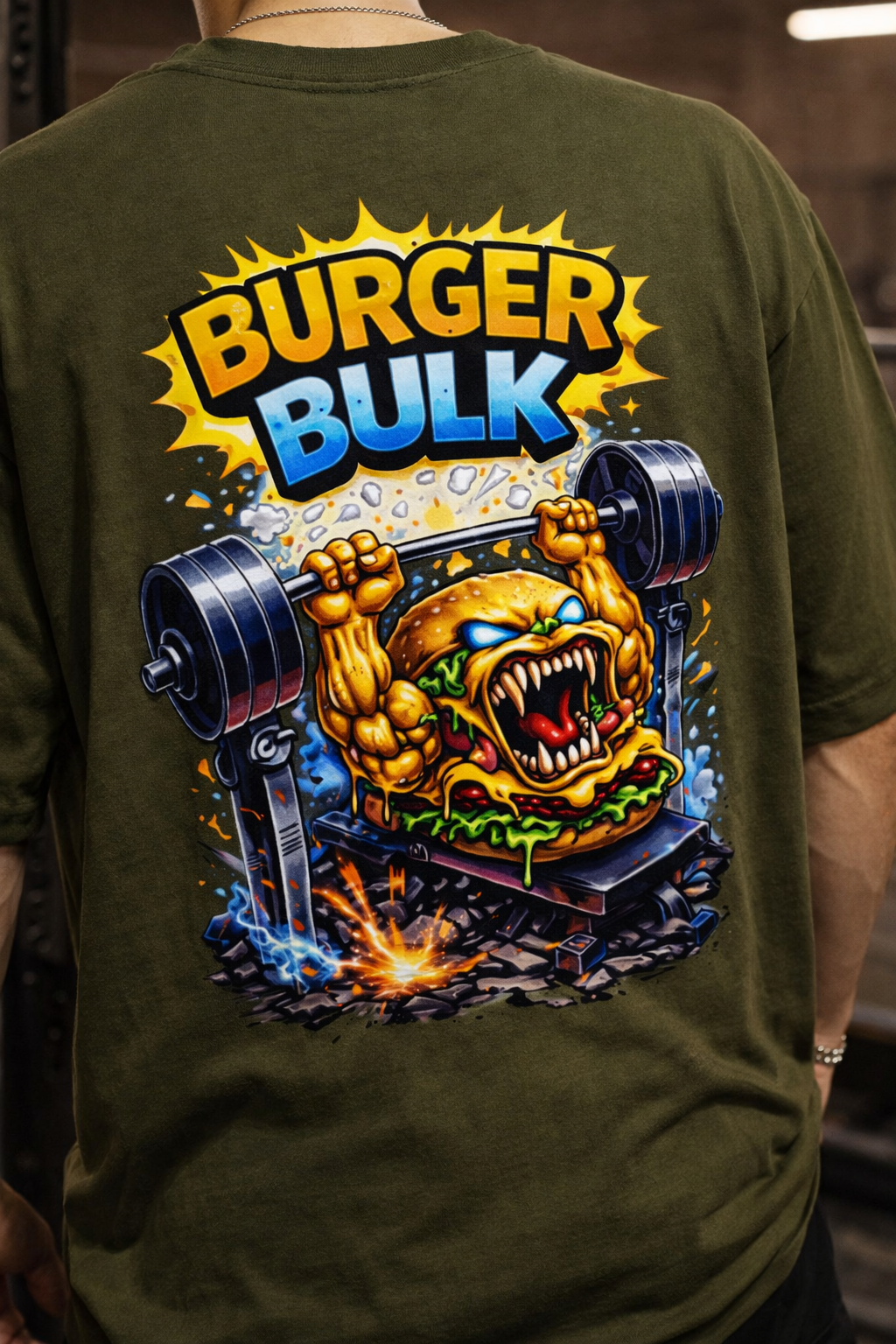 Burger Bulk Back Print Oversized T-Shirt