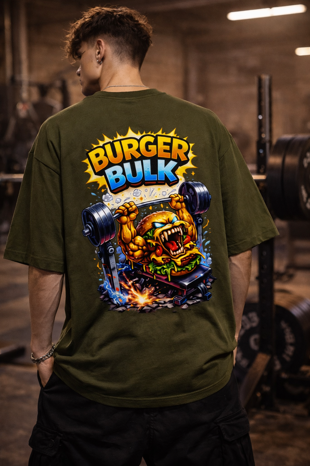 Burger Bulk Back Print Oversized T-Shirt