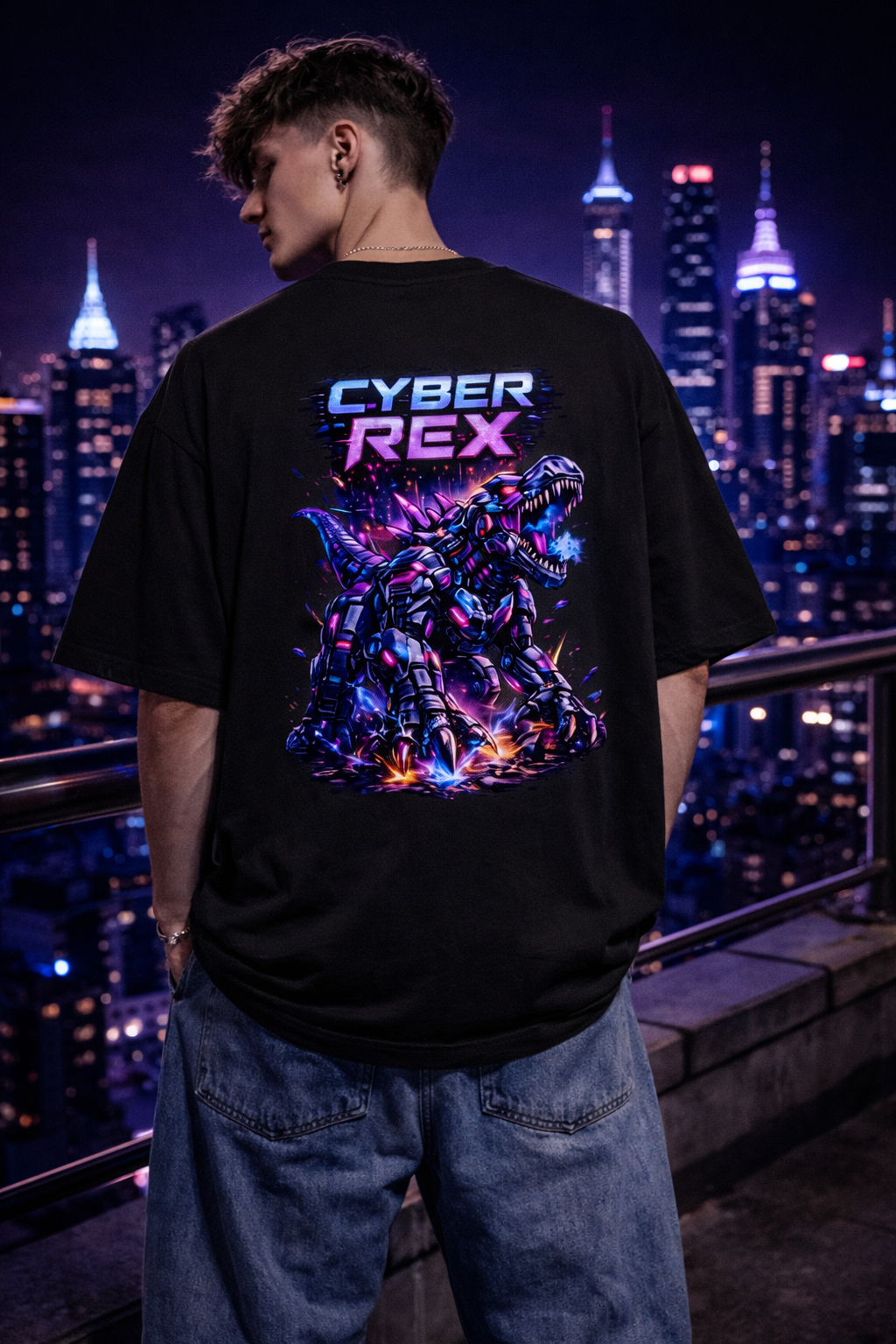 Cyber Rex Back Print Oversized T-Shirt