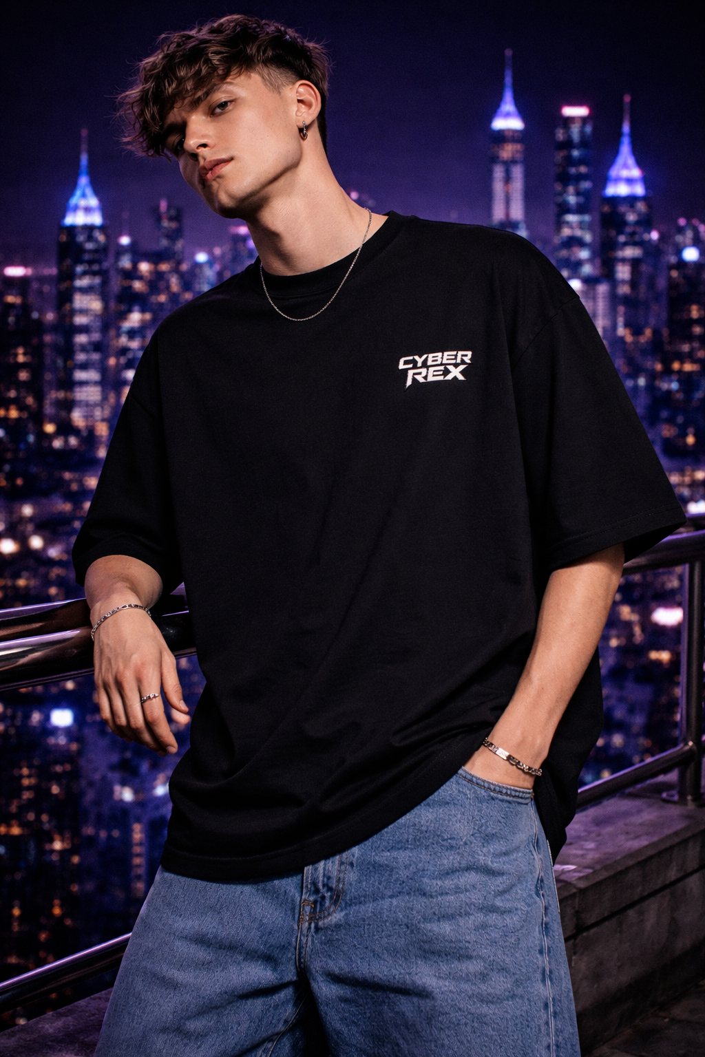 Cyber Rex Back Print Oversized T-Shirt