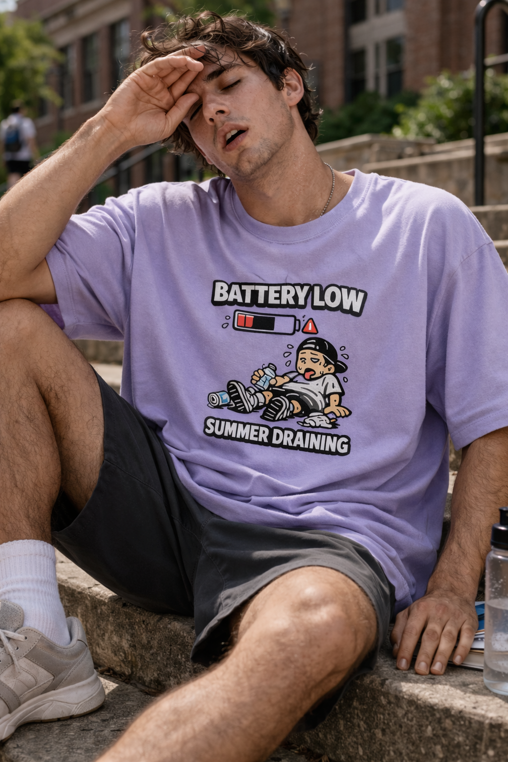 Battery Low Summer Draining Oversized T-Shirt