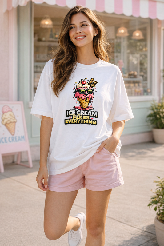 Ice Cream Fixes Everything Oversized T-Shirt