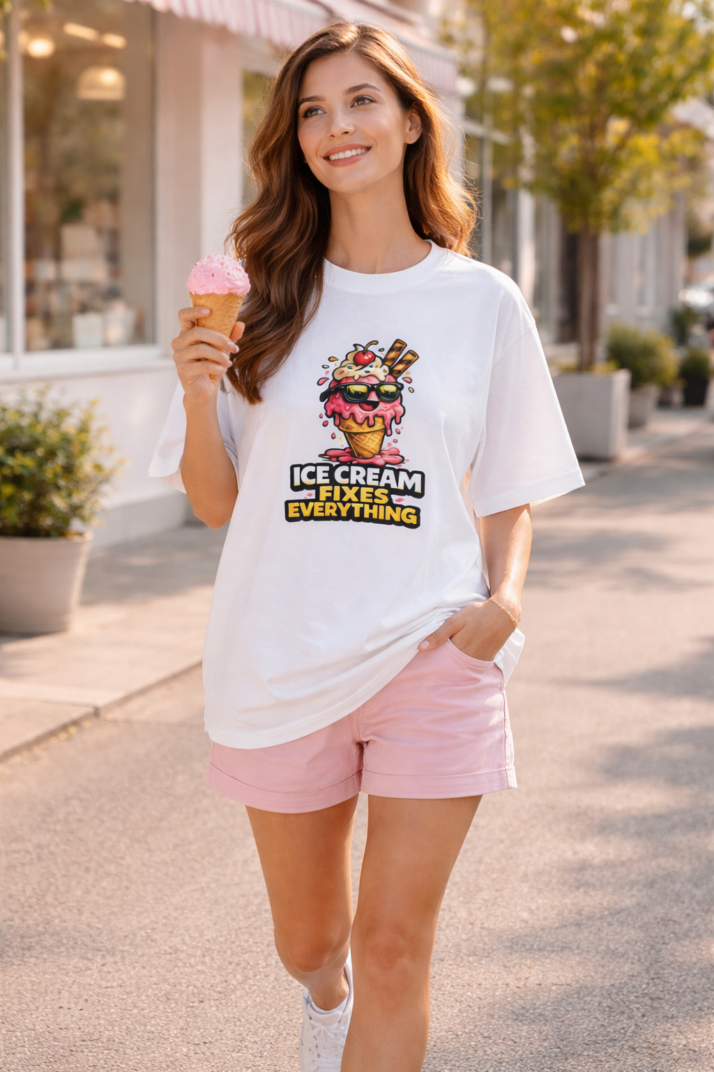 Ice Cream Fixes Everything Oversized T-Shirt