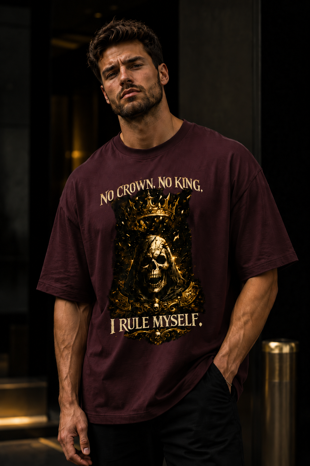 NO CROWN. NO KING. I RULE MYSELF. – Oversized T-Shirt