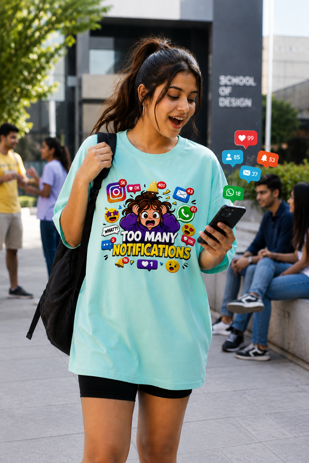 Too Many Notifications Oversized T-Shirt