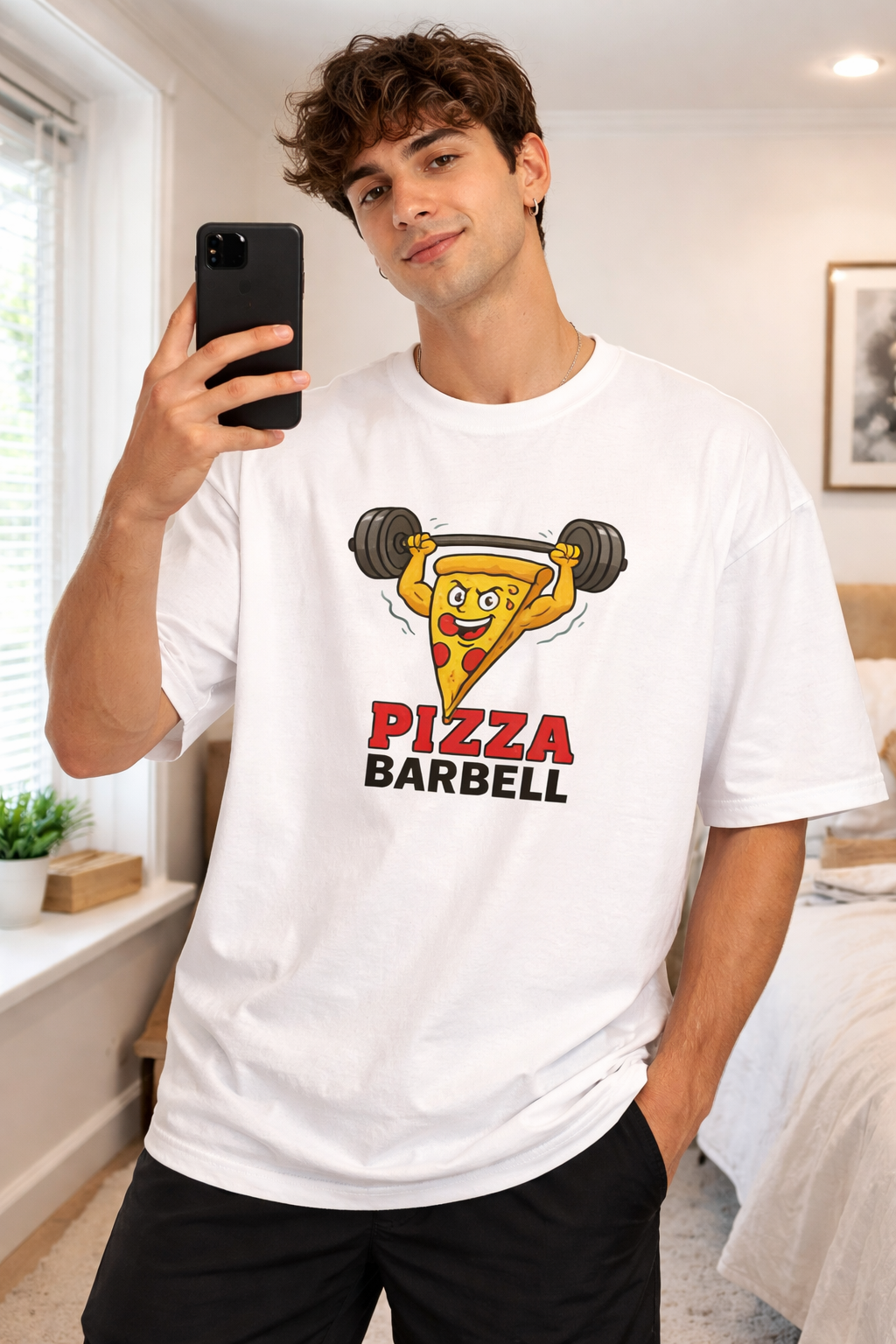 Pizza Barbell Oversized T-Shirt